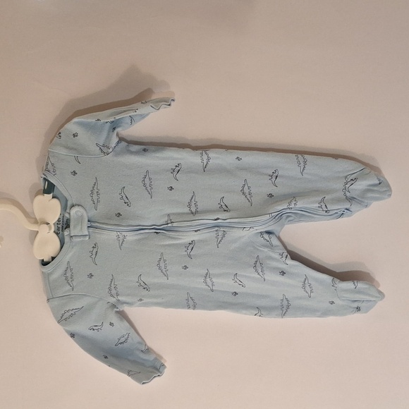 Like new!!! Carter's Child of Mine set Double Zip Footed and bodysuit Blue Dino - Picture 2 of 9